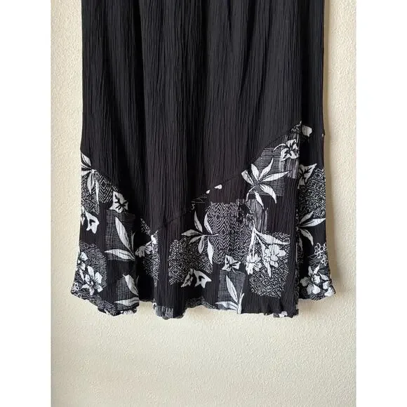 VTG Paradiso Tropical Black & White Skirt Women's Large Floral Vacation Boho - Picture 3 of 4